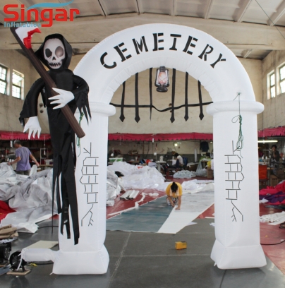 3m(9.8ft) outdoor inflatable halloween ghost yard door white arch